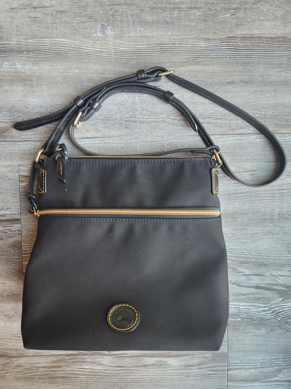 Dooney & Bourke Black Crossbody Bag with Gold Hardware
